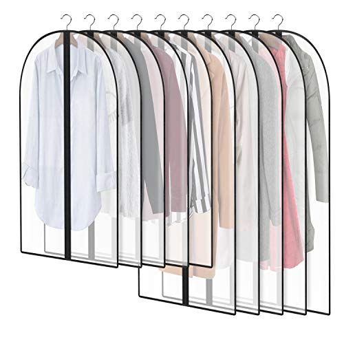 Garment Cover Clothes Protector Suit Bag for Storage Travel 5 x 40 + 5 x 47 Sturdy Full Zipper Store Dresses Suits Coats - Set of 10