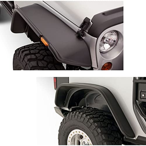 Bushwacker 10919-07 Flat Fender Flares 4pc. Set fits 2007-2018 Jeep Wrangler JK (2 Door Models)