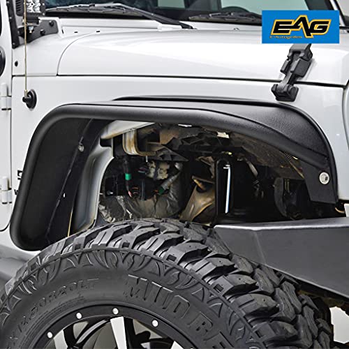 EAG JK Front Fender Flares Mud Guards 2PCS Fit for 07-18 Wrangler JK Edge Steel Tube Style