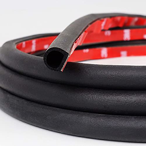 D-Shape Car Door Rubber Seal Strip,Black Automotive Weather Stripping with Self-Adhesive to Reduce Noise and Water-Leaking fit Most Car,Truck,SUV,RV,Boat and Home Application,18ft (18ft)