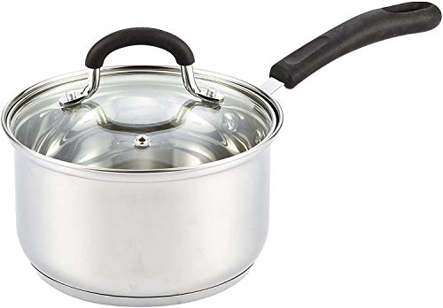 Cook N Home 02711 Steel Stainless Saucepan, 3-QT Silocne Handle