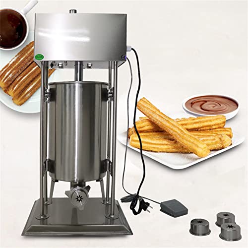 Electric Churro Maker Latin Fruit Donut Machine 15L Capacity Stainless Steel Churrera Filler Machine with 4pcs Nozzles, Commercial and Home Use