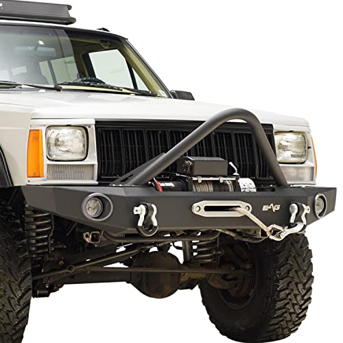 EAG Stinger Front Bumper with Winch Plate Fit for 84-01 Cherokee XJ/Comanche MJ