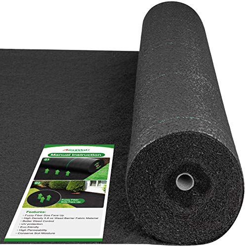 Amagabeli 5.8oz 6ftx300ft Weed Barrier Landscape Fabric Heavy Duty Ground Cover Weed Cloth Geotextile Fabric Durable Driveway Cover Garden Lawn Fabric Outdoor Weed Mat