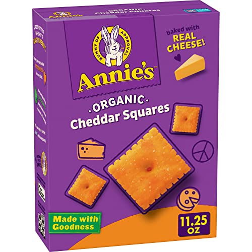 Annie's Homegrown Organic Cheddar Squares Baked Snack Crackers, Baked with Real Cheese, 11.25 oz.