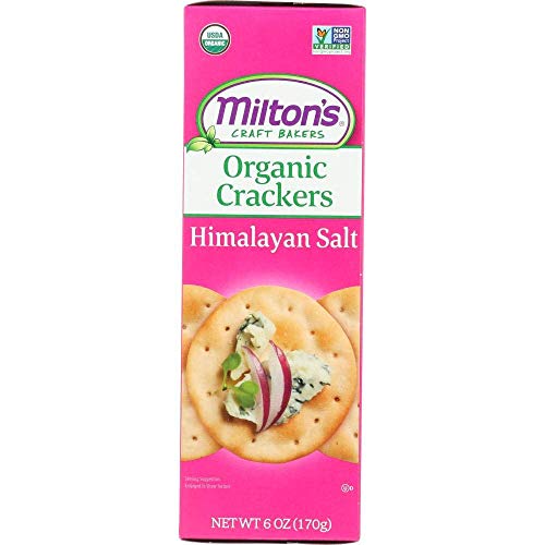 Milton's Craft Bakers Organic Himalayan Salt Crackers - Healthy Crackers, Certified Organic, Non-GMO Project Verified, Kosher, Crispy Crunch, Pink Himalayan Salt Crackers - 6 Oz, Pack of 3