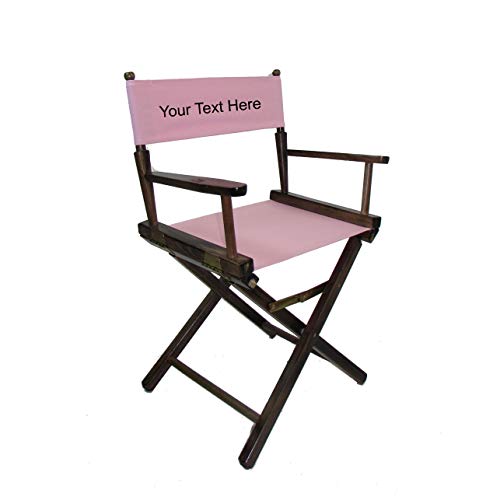 Personalized Imprinted Gold Medal Contemporary 18" Table Height Walnut Frame Directors Chair - Light Pink