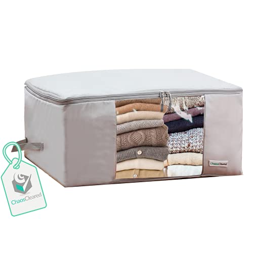 Clothing Storage Bags Clothes Organizer folding fabric bags for sweaters, clothing, garment, bedding, quilt, linens, large folding organizers with zip & window, mothproof underbed space saver bins
