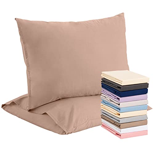 Superity Taupe Pillow Cases - 100% Cotton Breathable Pillow Case with Envelope Closure, Protect Pillow from Dirt, Dust & Dander (Set of 2) (Taupe, Standard 20x26)