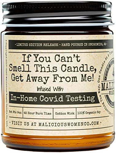 Malicious Women Candle Co - If You Can't Smell This Candle, Get Away from Me!, Blueberry Cobbler Infused with in Home Covid Testing, All-Natural Soy Candle, 9 oz