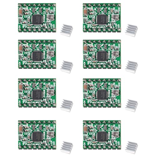 Shutao 8Pcs A4988 Stepstick Stepper Motor Driver Module with Heat Sink for 3D Printer CNC Machine or Robotics - Green