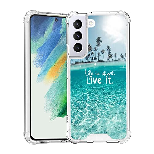 Clear Case Compatible with Samsung Galaxy S21 FE 5G, Sea Beach Pattern Style TPU/Shockproof Scratch Resistant 4 Corners Transparent Cover for Samsung Galaxy S21 FE 5G 6.4 inch