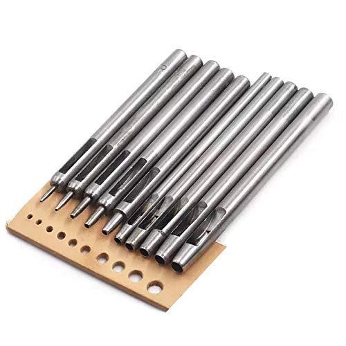 10Pcs Leather Hole Punch Cutter 0.5mm-5mm Round Hollow Hole Punch Set, Leather Working Tools Leather Craft Punch Tool Kit