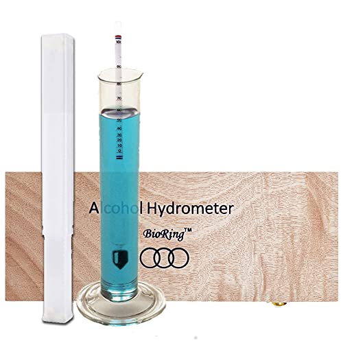 Alcohol Hydrometer 0-100% (ABV) Proof 0-200 Tralle 0-100 Alcohometer Customerized Clear Glass Test Jar Wood Box for Alcohol Products Distilled Moonshine Spirits Liquor Whiskey Brandy