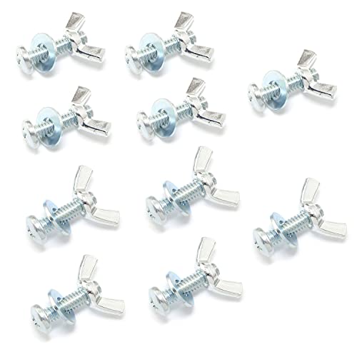 Pro Bamboo Kitchen 10Sets Screw Bolts with Wing Nut Zinc Plated Carbon Steel Mounting Hardware Fitting Fastenings:1/4"-20 Hand Tighten Wing Nuts,1/4"-20x1" Phillips Head Screw Bolt with Washers