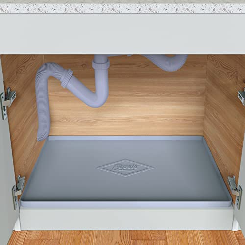 Eapele Under Sink Mat Kitchen Cabinet Tray,34"x22",Flexible Waterproof Silicone Made, Hold up to 3.3 Gallons Liquid (Gray)