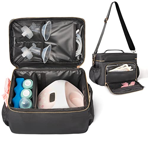 Bag Pump Storage Bag Compatible with Willow, Elvie, Carrying Case,EliteMom Breast Pump Tote Bag, Compatible with Spectra S1 S2 Gold, Medela, and More with Cooler