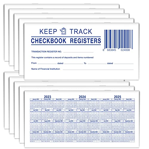 10 PCS Larger Lines Check Registers for Personal Checkbook - Deposit, Credit, Bank Account Checkbook Ledger Transaction Registers - Low Vision Easy to Read - Calendar 2023 2024 2025
