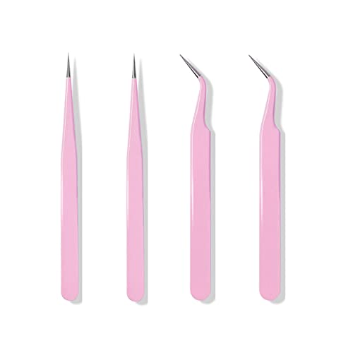 4PCS Precision Tweezers Set, Diamond painting tools,Upgraded Anti-Static Stainless Steel Curved of Tweezers, for Diamond painting , Electronics, Laboratory Work, Jewelry-Making, Craft, Soldering, etc