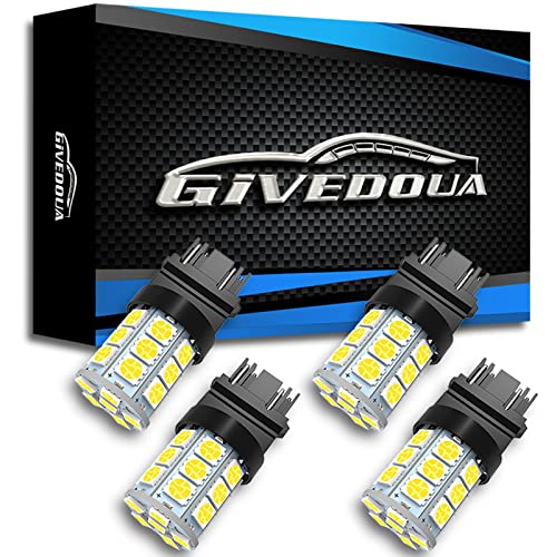 GIVEDOUA 3157 Led Bulb Super Bright 3156 3156A 3056 3057 4057 3157 4157 T25 Led Bulb for Brake Lights, Backup Reverse Lights,Tail Lights, 12V White, Pack of 4pcs