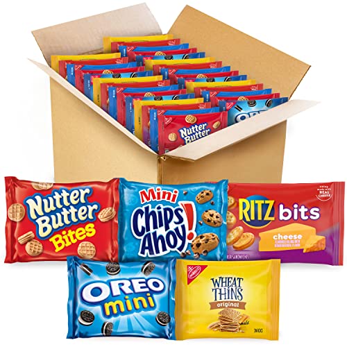 OREO Mini Cookies, Mini CHIPS AHOY Cookies, RITZ Bits Cheese Crackers, Nutter Butter Bites & Wheat Thins Crackers, Nabisco Cookie & Cracker Variety Pack, 50 Snack Packs