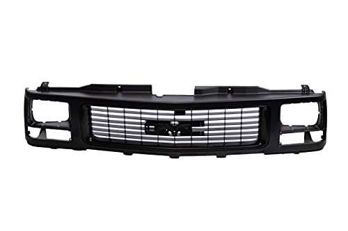 JustDrivably Replacement Parts Front Grille Grill Silver Gray With Single Sealed Beam Headlight Hole Compatible With GMC C / K 1500 2500 3500 Yukon Suburban 1988-1993 Pickup Truck