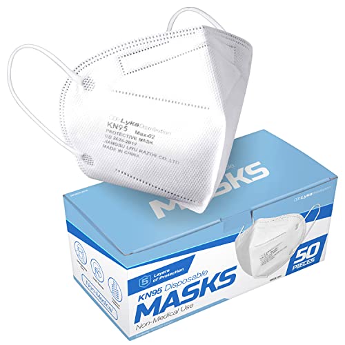 Lyka Distribution KN95 Face Masks - 50 Pack - 5 Layer Protection Breathable KN95 Face Mask - Filtration>95% with Comfortable Elastic Ear Loop | Non-Woven Polypropylene Fabric