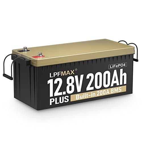 12V 200Ah LiFePO4 Lithium Battery - 3.84kWh 4000+ Deep Cycles Rechargeable Iron Phosphate Battery Built-in 200A Smart BMS, Perfect for Solar System, RV, Solar Power, Marine, Backup Power, Off-Grid