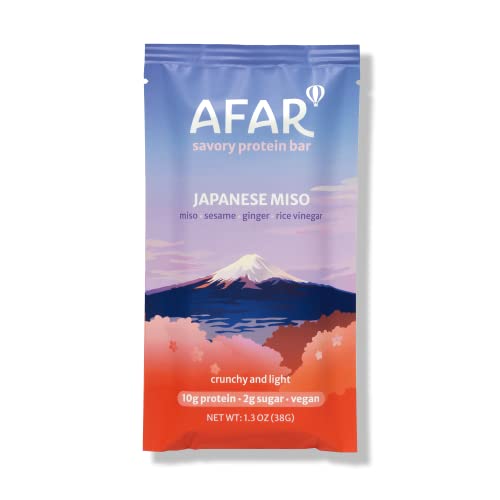 Afar Protein Bars | Crunchy & Savory | Healthy, High Protein, Low Sugar, Vegan, Gluten Free Snacks | 8 Bars (Japanese Miso)