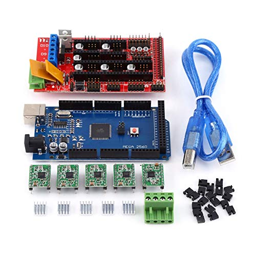 3D Printer Kit, RAMPS 1.4 Controller MEGA2560 R3 and A4988 with Heat Sink USB Calbe Jumper Kit for Rep Rap Prusa