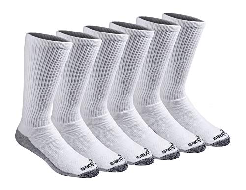 Dickies Men's Multi-Pack Dri-tech Moisture Control Boot-Length Socks, White (6 Pairs), Shoe Size: 6-12