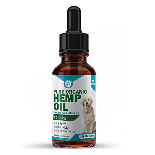 Wanderfound Pets - Hemp Oil for Dogs & Cats 5000mg - Anti-Separation Anxiety, Joint Pain, Stress Relief, Arthritis, Seizures, Chronic Pain Relief, Anti-Inflammatory - Omega 3, 6, 9 - 100% Organic