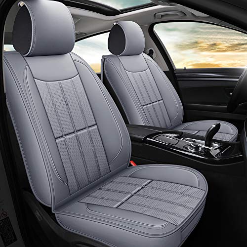 AOOG Leather Car Seat Covers, Leatherette Automotive Vehicle Cushion Cover for Cars SUV Pick-up Truck, Universal Non-Slip Vehicle Cushion Cover Waterproof Protectors Interior Accessories, Front Pair