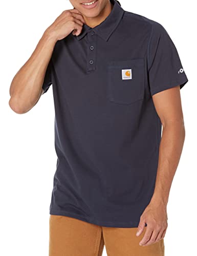 Carhartt Men's Force Cotton Delmont Pocket Polo (Regular and Big & Tall Sizes), Navy, X-Large