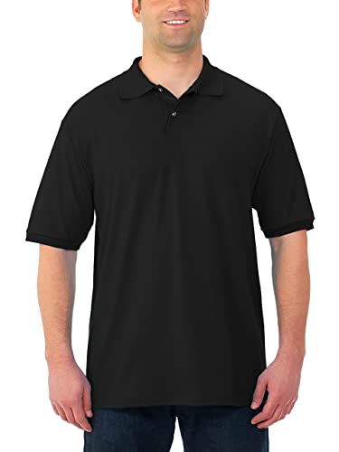 Jerzees Men's SpotShield 2 Button Rib Knit Polo Shirt_XL_Black