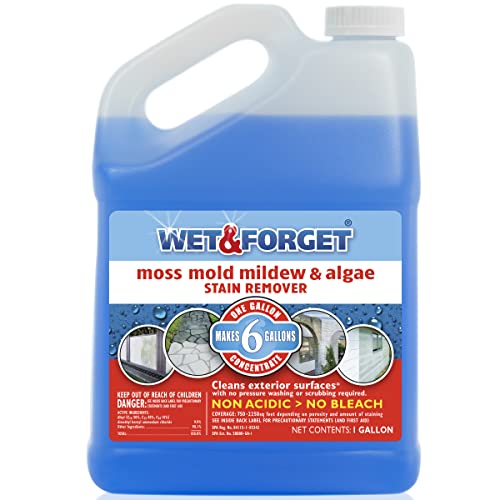 Wet & Forget Moss, Mold, Mildew, & Algae Stain Remover Multi-Surface Outdoor Cleaner Concentrate, Original, 128 Fluid Ounces