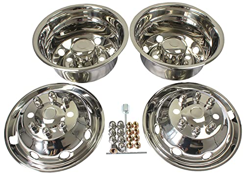 XIUHUA 16 Inch Stainless Steel Wheel Simulators for 1992-2007 Ford E350 E450 RV Motorhome Van