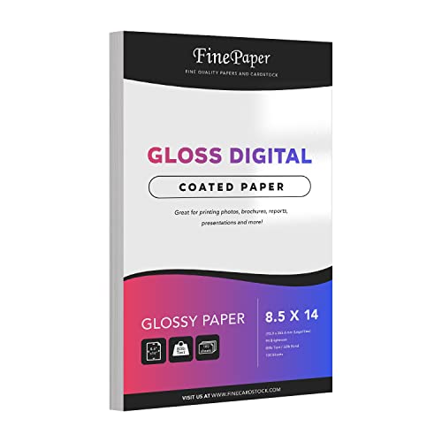 Gloss Digital Paper  Perfect for Color Laser Printing, Design Proposals, Flyers and Brochures | 8.5" x 14" | Glossy 80lb Text (32lb Bond) Paper | 94 Bright | Acid Free, Coated Finish | 100 Sheets