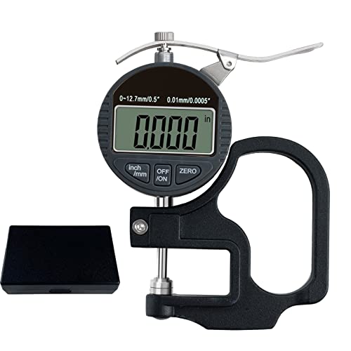 Digital Thickness Gauge 0.5 inch/12.7mm, 0.0005 inch/0.01mm, JYEASTZ Thickness Meter Inch/Metric, Suitable for Paper/Film/Leather/Wire Thickness Gauge