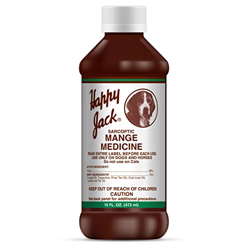 Happy Jack Mange Medicine & Mange Treatment for Dogs & Horses - Brings Soothing Itch Relief to Hot Spots, Severe Mange, Fungi, Allergies, Eczema & Most Dog Skin Irritation (16 oz)