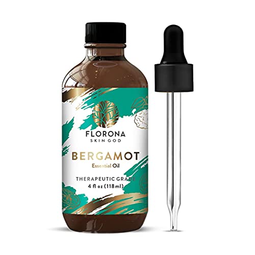 Florona Bergamot Essential Oil 100% Pure & Natural - 4 fl oz, Therapeutic Grade for Hair & Skin Care, Diffuser Aromatherapy