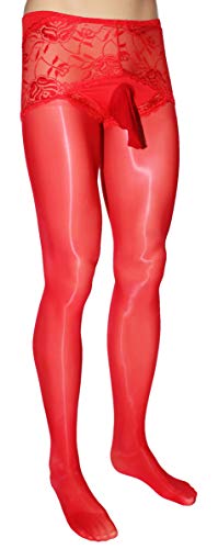 Ice Silk Mens Sissy Panties Pantyhose/Ice Silk Mens Pantyhose (Red (Closed Sheath), Medium/Large)