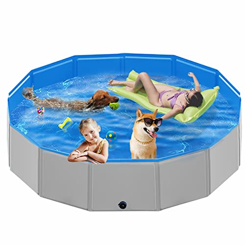 Dog Pool Foldable 72"*12", Kiddie Pool Hard Plastic for Kids Pets, Dog Swimming Pool Portable Baths for Large Dogs Wading Outdoor, Portable Bathtub for Puppy