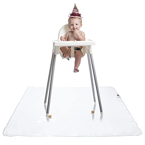 Graco Under High Chair Mat - Clear, Waterproof & Washable Plastic Food/Spill Catcher - 50" Eating, Painting & Art Floor Cover