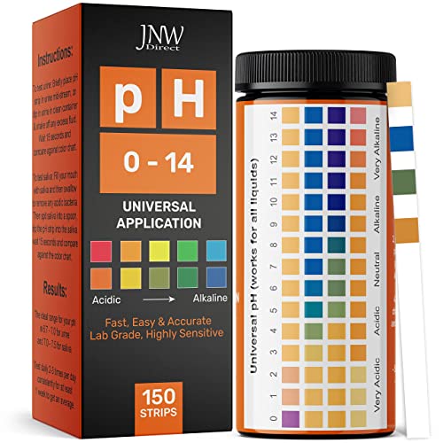 Universal pH Test Strips (0-14) - pH Tester Strips Kit with e-Book - 150 Quick and Easy pH Testing Strips - Ultimate pH Balance Test Strips Kit - 150 Strips by JNW Direct