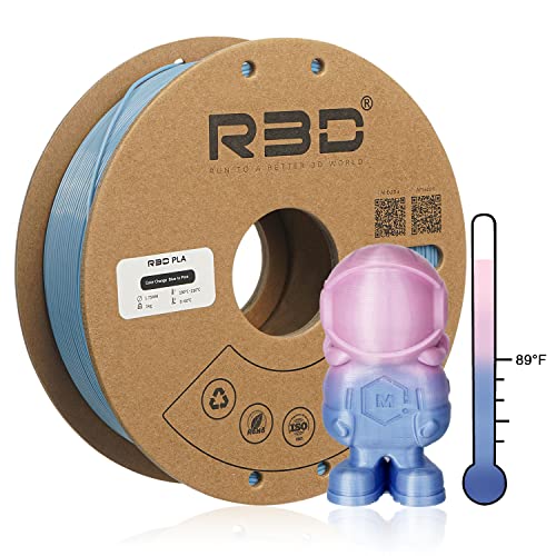 R3D PLA Filament 1.75mm, 3D Printer Filament 100% Pure PLA, Upgrade 1KG(2.2lbs) PLA+, Dimensional Accuracy +/- 0.03mm, Color Change with Temperature, Below 90 is Blue, Above 90 is Pink