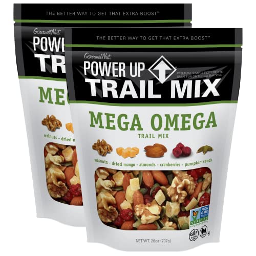 Gourmet Nut Power Up Trail Mix 26oz Each (2 PACK) Mega Omega Trail Mix 26 oz Each Bag
