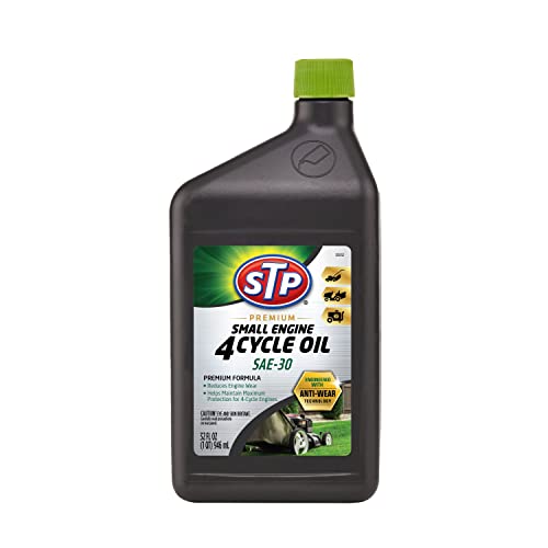 Premium Small Engine 4 Cycle Oil Formula, SAE-30 Small Engine Oil Engine Care Reduces Wear for Lawnmower, Push Mower, Tractor, 32 Oz, STP