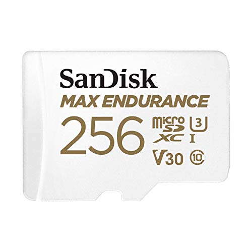 SanDisk 256GB MAX Endurance microSDXC Card with Adapter for Home Security Cameras and Dash cams - C10, U3, V30, 4K UHD, Micro SD Card - SDSQQVR-256G-GN6IA