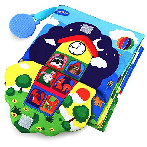 teytoy Infant Soft Book, Baby Books, Cute Montessori Educational Newborn Baby Toys, Nontoxic Fabric Touch & Feel Crinkle Cloth Books for Babies, Infants, Toddlers Visual Stimulating